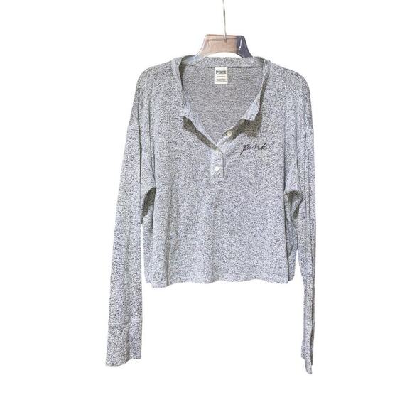 PINK Victoria’s Secret gray long sleeve sweater crop top Size Small Petite - Picture 1 of 8